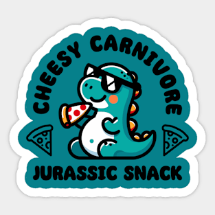 Cheesy Carnivore Jurassic Snack Dark - Funny Dinosaur Sticker